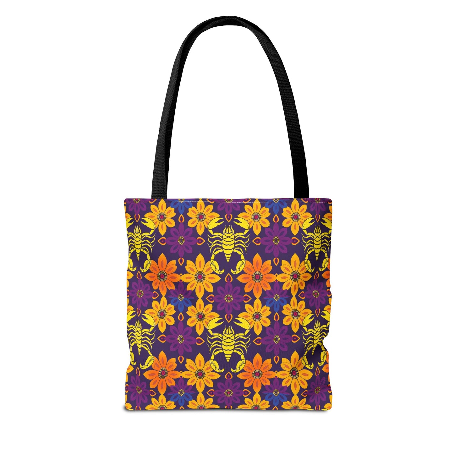 Tote Bag, (AOP), Scorpio, Zodiac v2, Flower Pattern