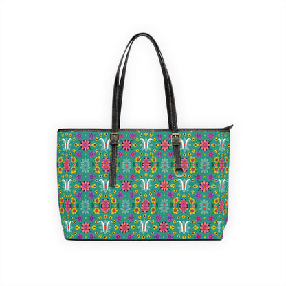 Leather Shoulder Bag, Aquarius, Zodiac v2, Flower Pattern