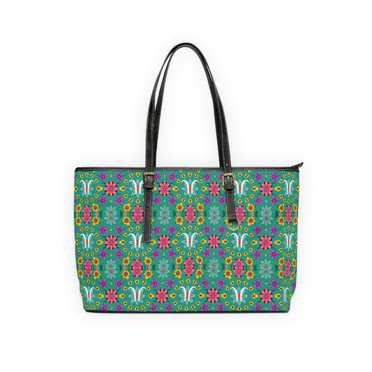 Leather Shoulder Bag, Aquarius, Zodiac v2, Flower Pattern