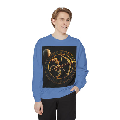 Garment-Dyed Sweatshirt, Unisex, Space Symbol Design, Sagittarius