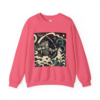 Unisex Heavy Blend™ Crewneck Sweatshirt, Man With Arrow Sagittarius Zodiac Design