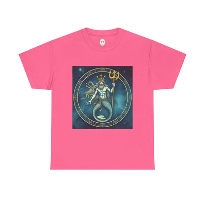Unisex Heavy Cotton T-Shirt, Aquarius God 6v, Zodiac Design