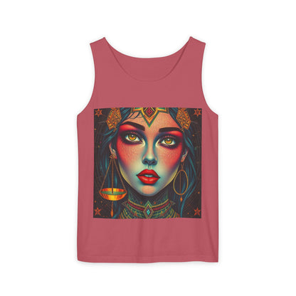 Unisex Garment-Dyed, Tank Top, Libra Design, Pop Art, 100% US cotton