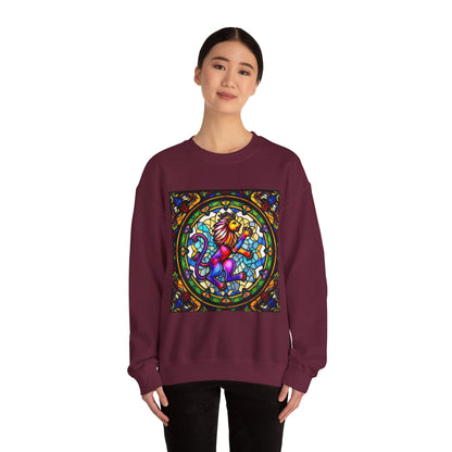 Unisex Heavy Blend™ Crewneck Sweatshirt, Glass, Leo Zodiac Design