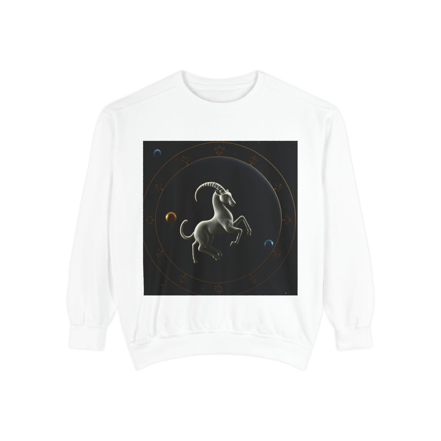 Garment-Dyed Sweatshirt, Unisex, Space Animal Design v1, Capricorn