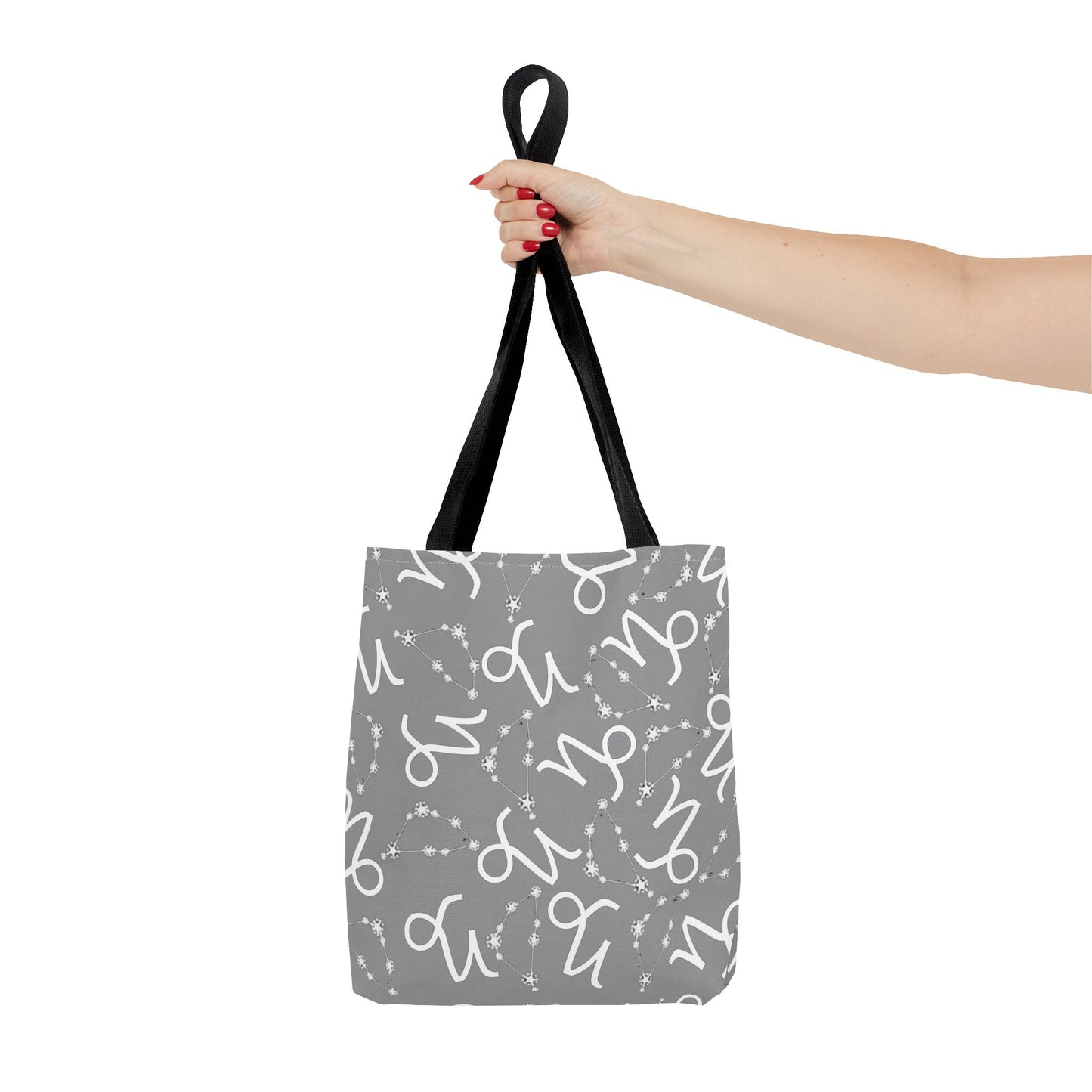 Tote Bag, Capricorn Zodiac Sign, AOP, (Grey, White)