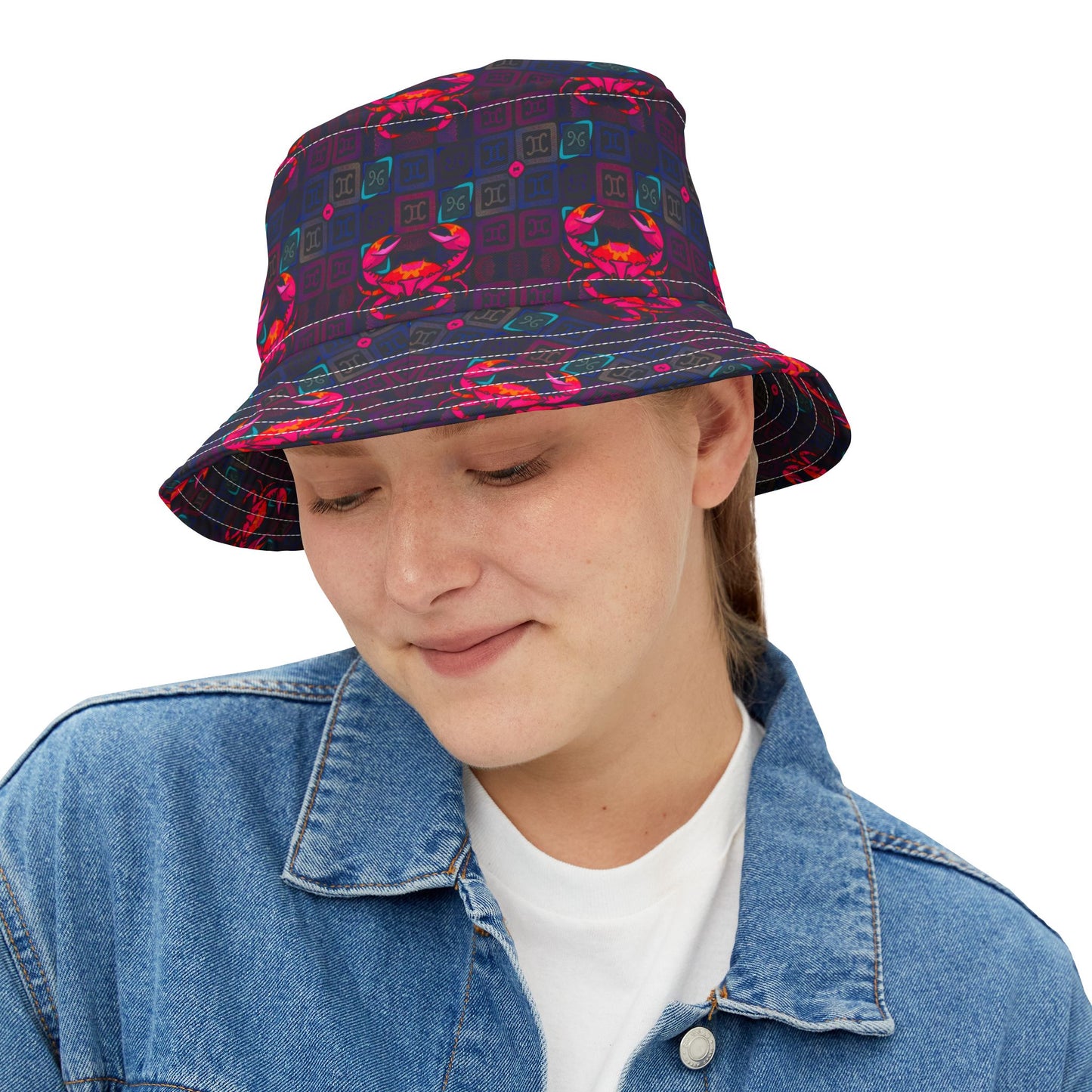 Bucket Hat, (AOP), Cancer, Zodiac v1, Shape Pattern