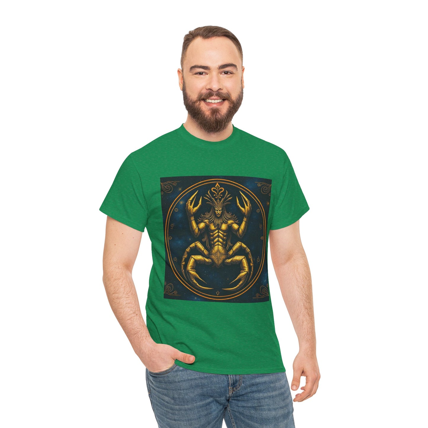Unisex Heavy Cotton T-Shirt, Scorpion King 1v, Cancer Zodiac Design