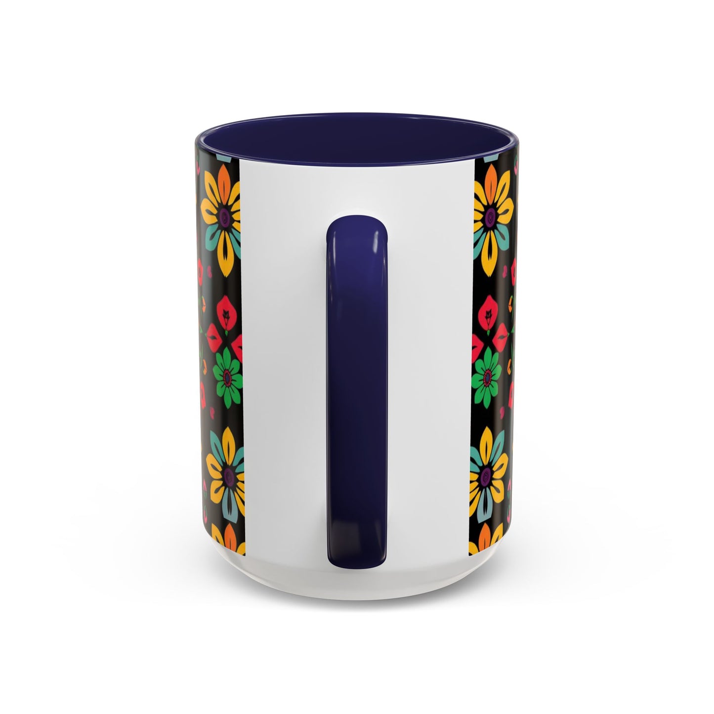 Accent Coffee Mug, Aries, Zodiac v3, Flower Pattern, (11, 15oz)