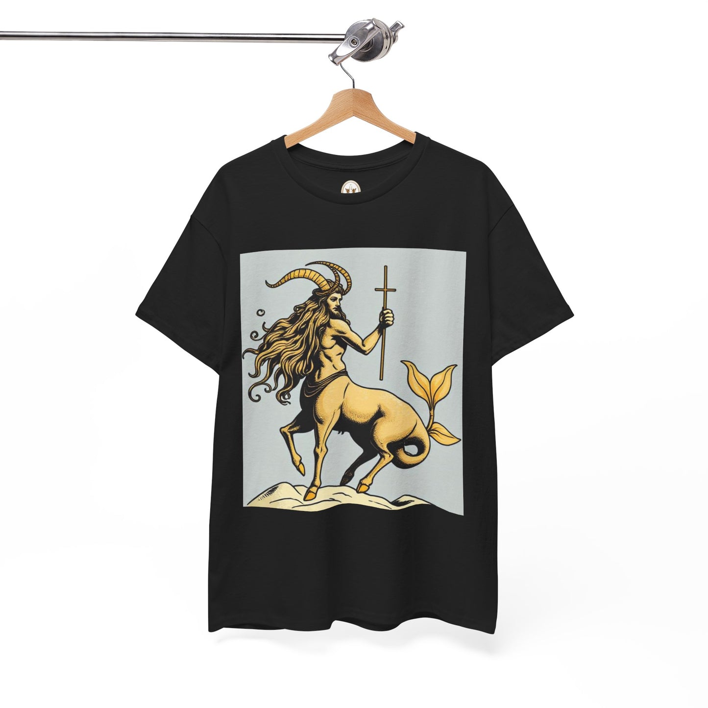 Unisex Heavy Cotton T-Shirt, Capricorn God v3, Zodiac Design