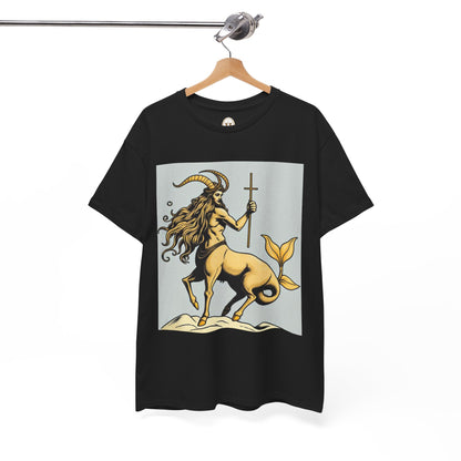 Unisex Heavy Cotton T-Shirt, Capricorn God v3, Zodiac Design