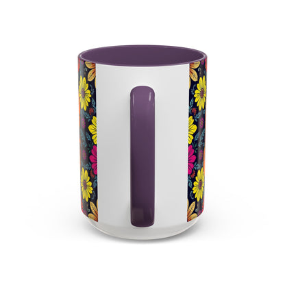 Accent Coffee Mug, Scorpio, Zodiac v3. Flower Pattern, (11, 15oz)