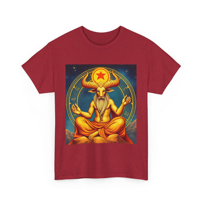 Unisex Heavy Cotton T-Shirt, Meditating Bull, Taurus Zodiac Design