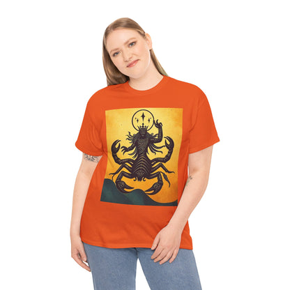 Unisex Heavy Cotton T-Shirt, Scorpion King, Print Art v1, Scorpio Zodiac Design