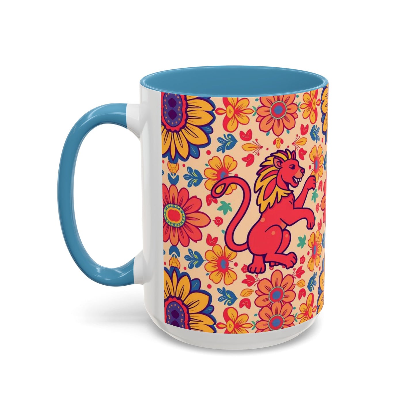 Accent Coffee Mug, Leo, Zodiac, Flower Pattern, (11, 15oz)