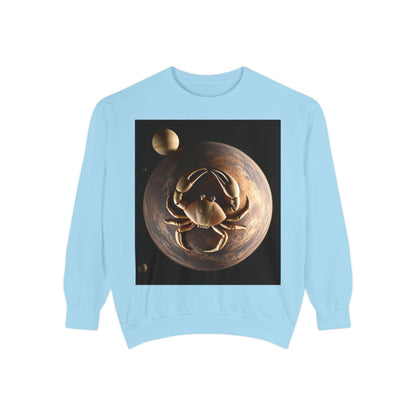 Garment-Dyed Sweatshirt, Unisex, Space Animal Design v1, Cancer