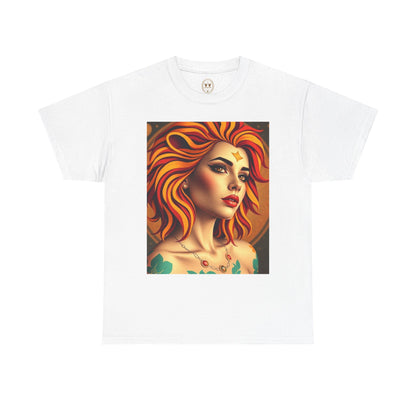Unisex Heavy Cotton T-Shirt, Leo, Zodiac v3, Sexy Art