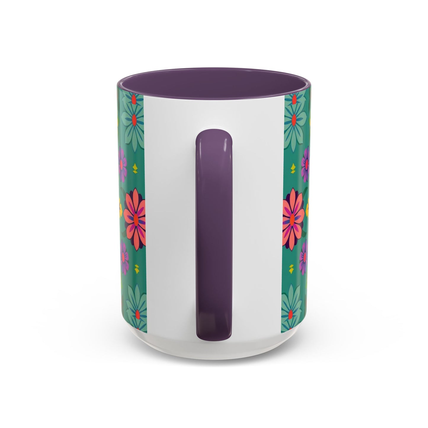 Accent Coffee Mug, Aquarius, Zodiac v3, Flower Pattern, (11, 15oz)