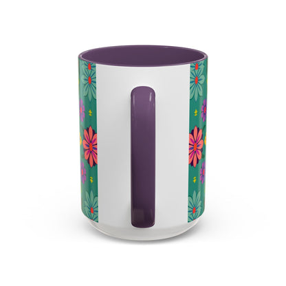 Accent Coffee Mug, Aquarius, Zodiac v3, Flower Pattern, (11, 15oz)