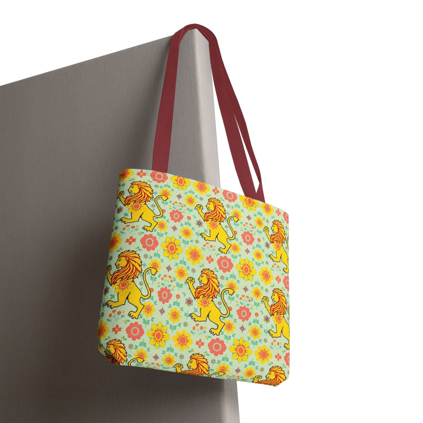 Tote Bag, (AOP), Leo, Zodiac v2, Flower Pattern