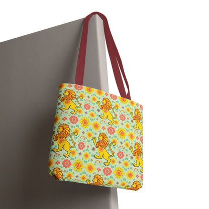 Tote Bag, (AOP), Leo, Zodiac v2, Flower Pattern