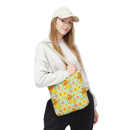 Tote Bag, (AOP), Leo, Zodiac v2, Flower Pattern