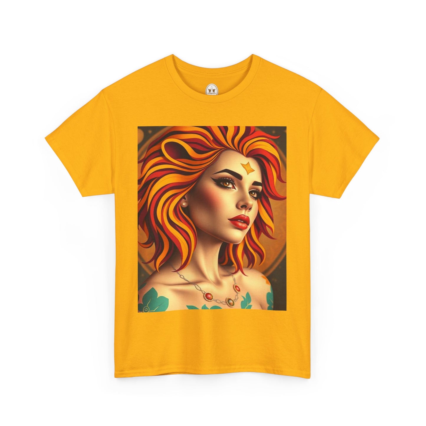 Unisex Heavy Cotton T-Shirt, Leo, Zodiac v3, Sexy Art