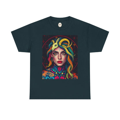 Unisex Heavy Cotton T-Shirt, Capricorn, Zodiac v2, Sexy Art