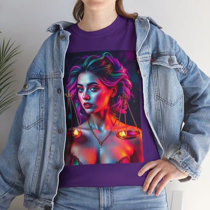 Unisex Heavy Cotton T-Shirt, Libra, Zodiac v3, Sexy Art