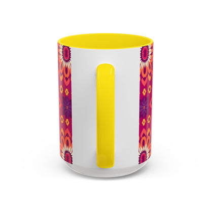 Accent Coffee Mug, Gemini, Zodiac v1, Flower Pattern, (11, 15oz)