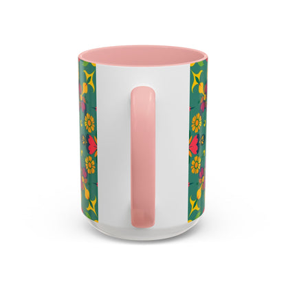 Accent Coffee Mug, Sagittarius, Zodiac. Flower Pattern, (11, 15oz)