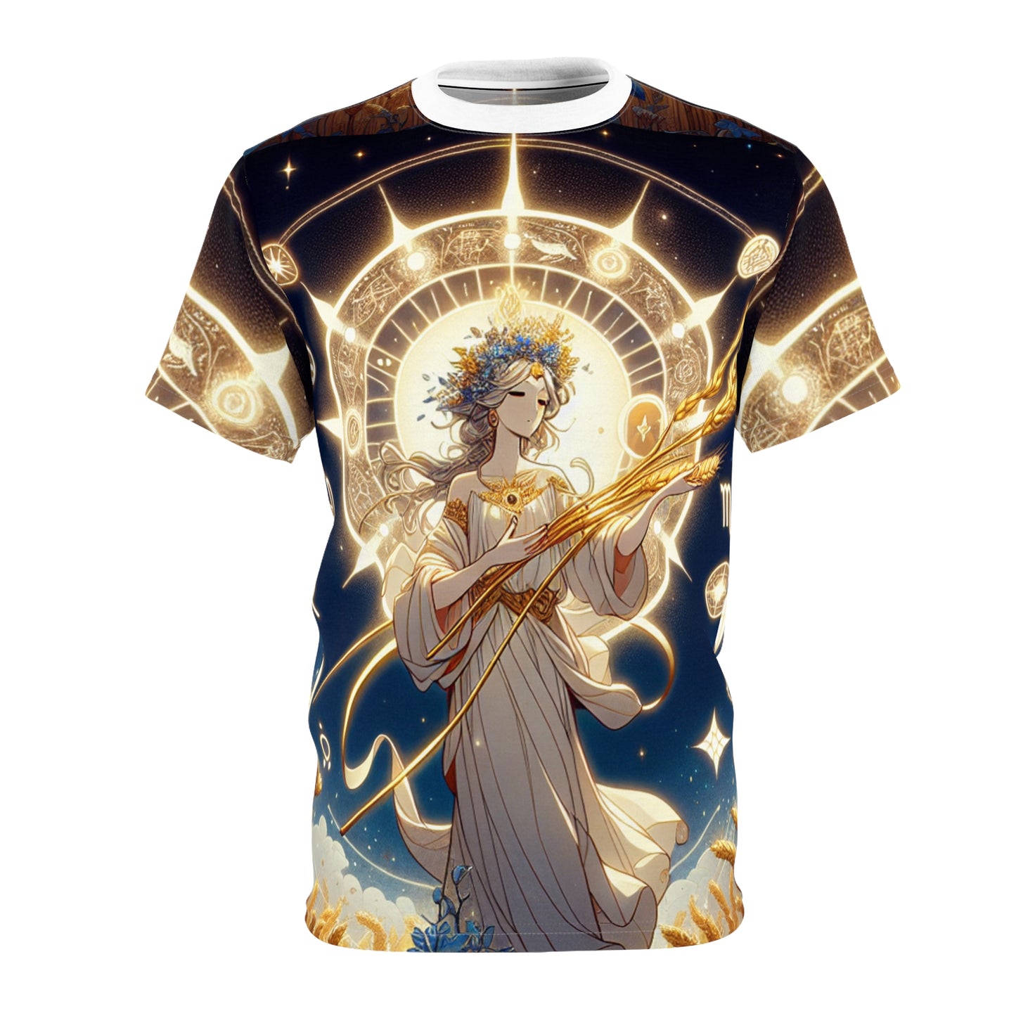 Unisex Cut & Sew T-Shirt (AOP), Fields, Virgo Zodiac Design, Regular fit, 100% Polyester