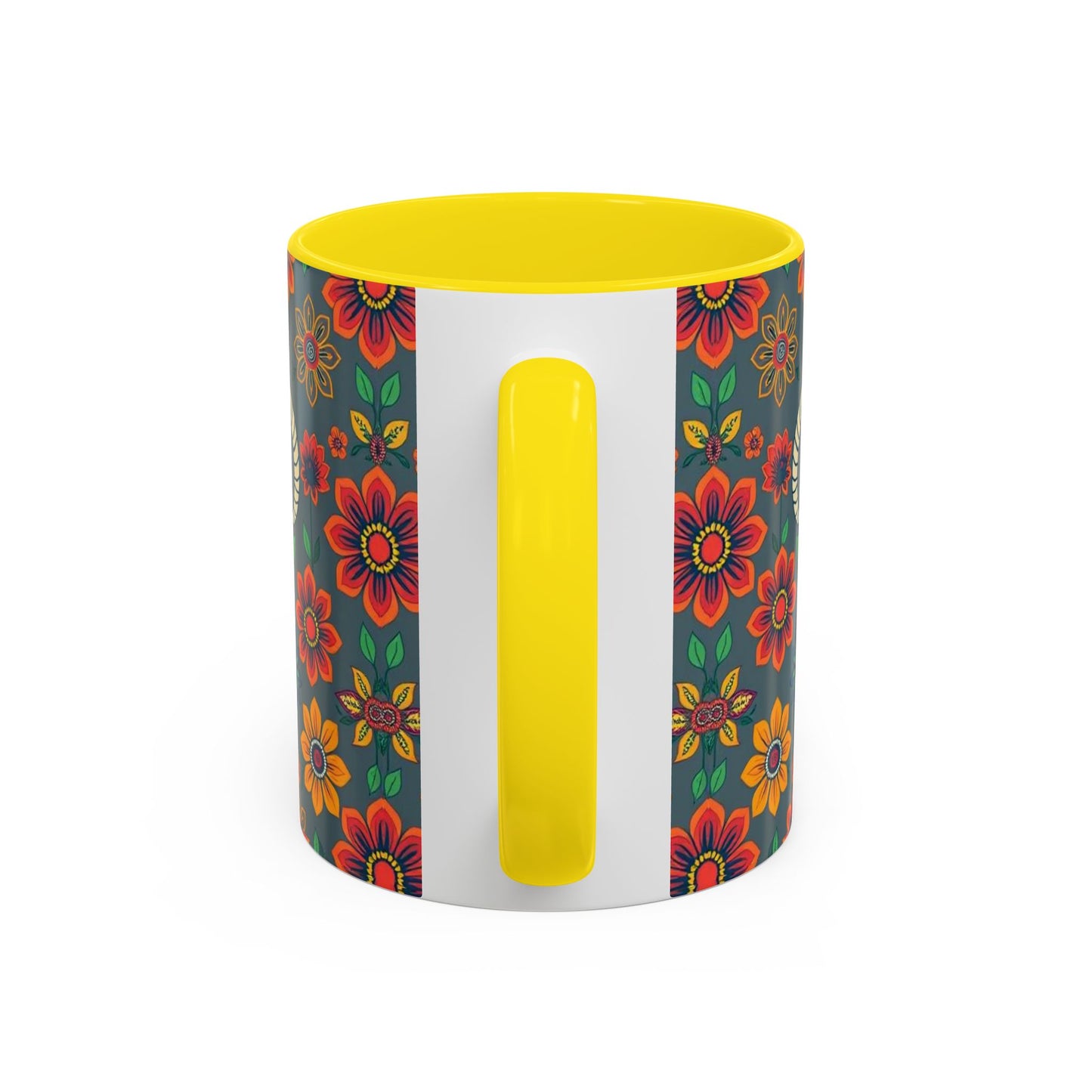 Accent Coffee Mug, Aries, Zodiac v4, Flower Pattern, (11, 15oz)