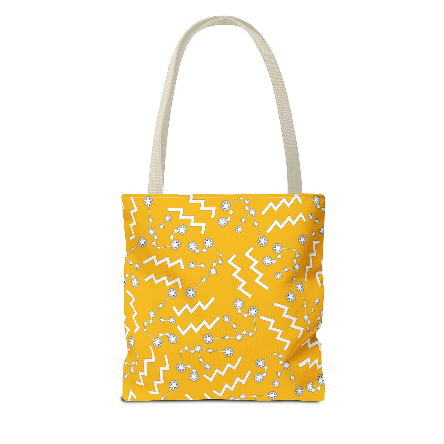Tote Bag, Aquarius Zodiac Sign, AOP, (Yellow, White)
