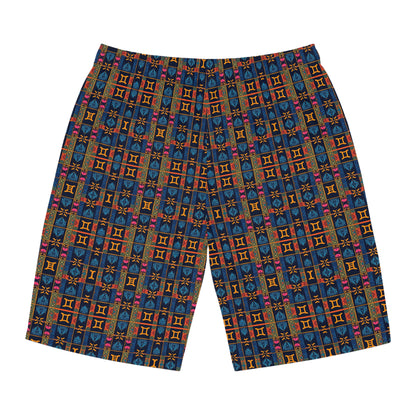 Men's Board Shorts, (AOP), Gemini, Zodiac v1, Shape Pattern