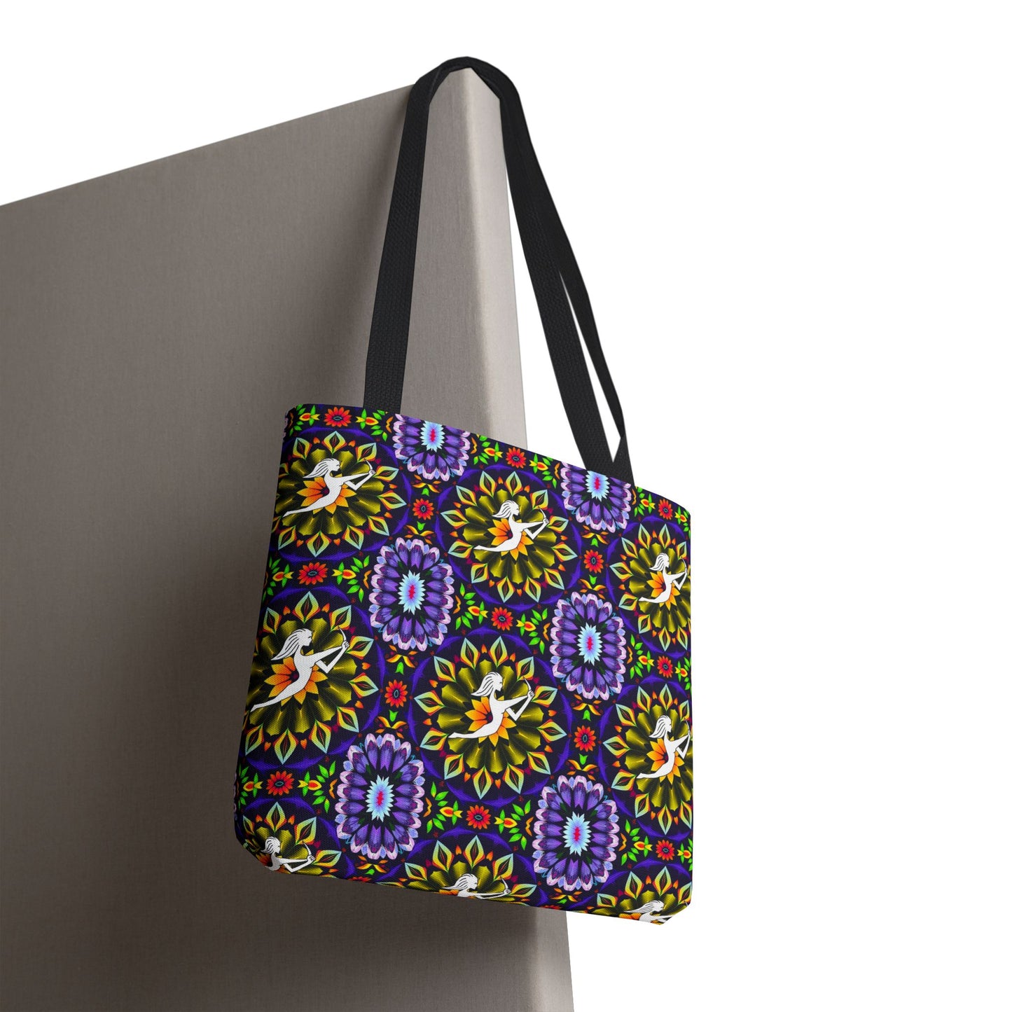 Tote Bag, (AOP), Sagittarius, Zodiac v5, Flower Pattern