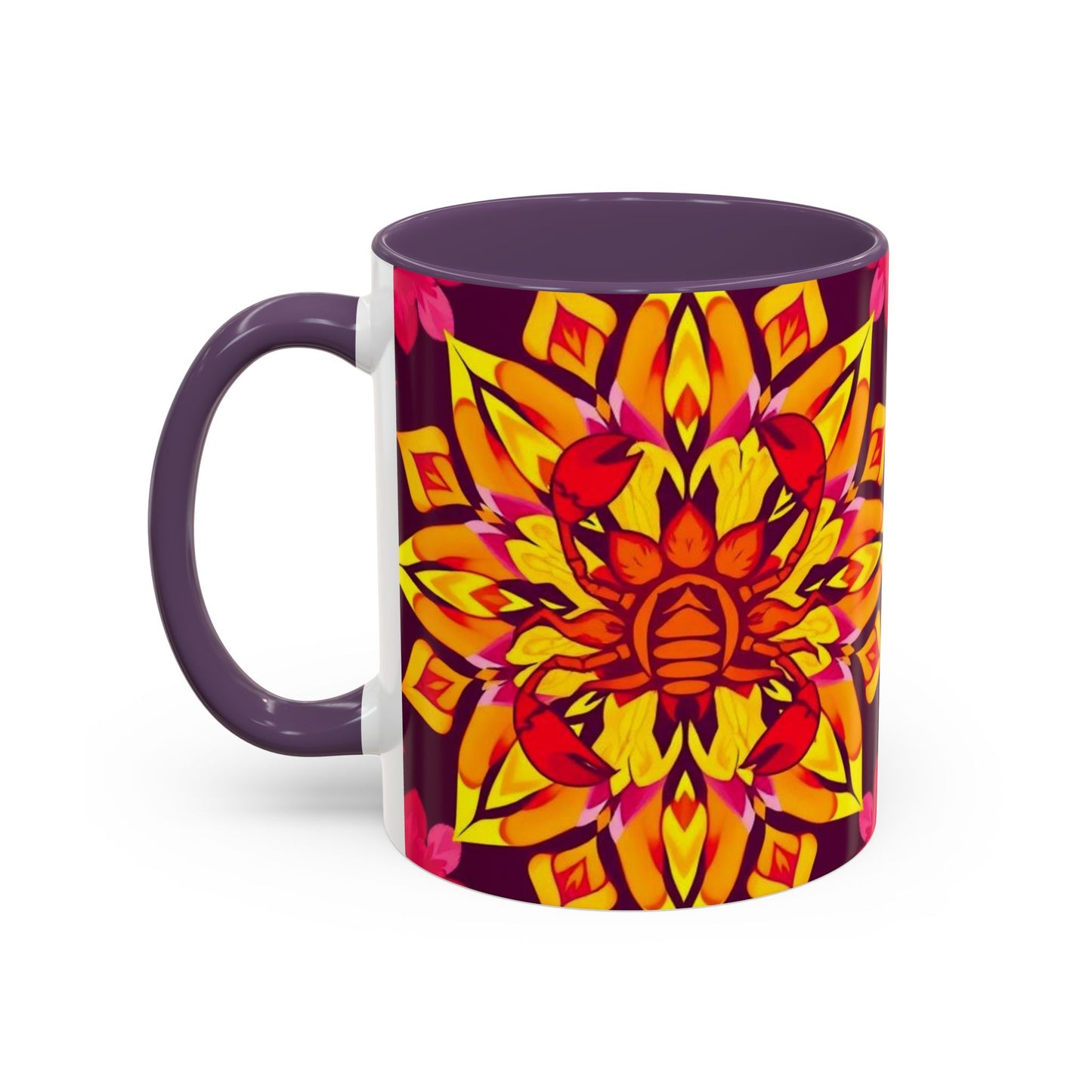 Accent Coffee Mug, Scorpio, Zodiac v1. Flower Pattern, (11, 15oz)