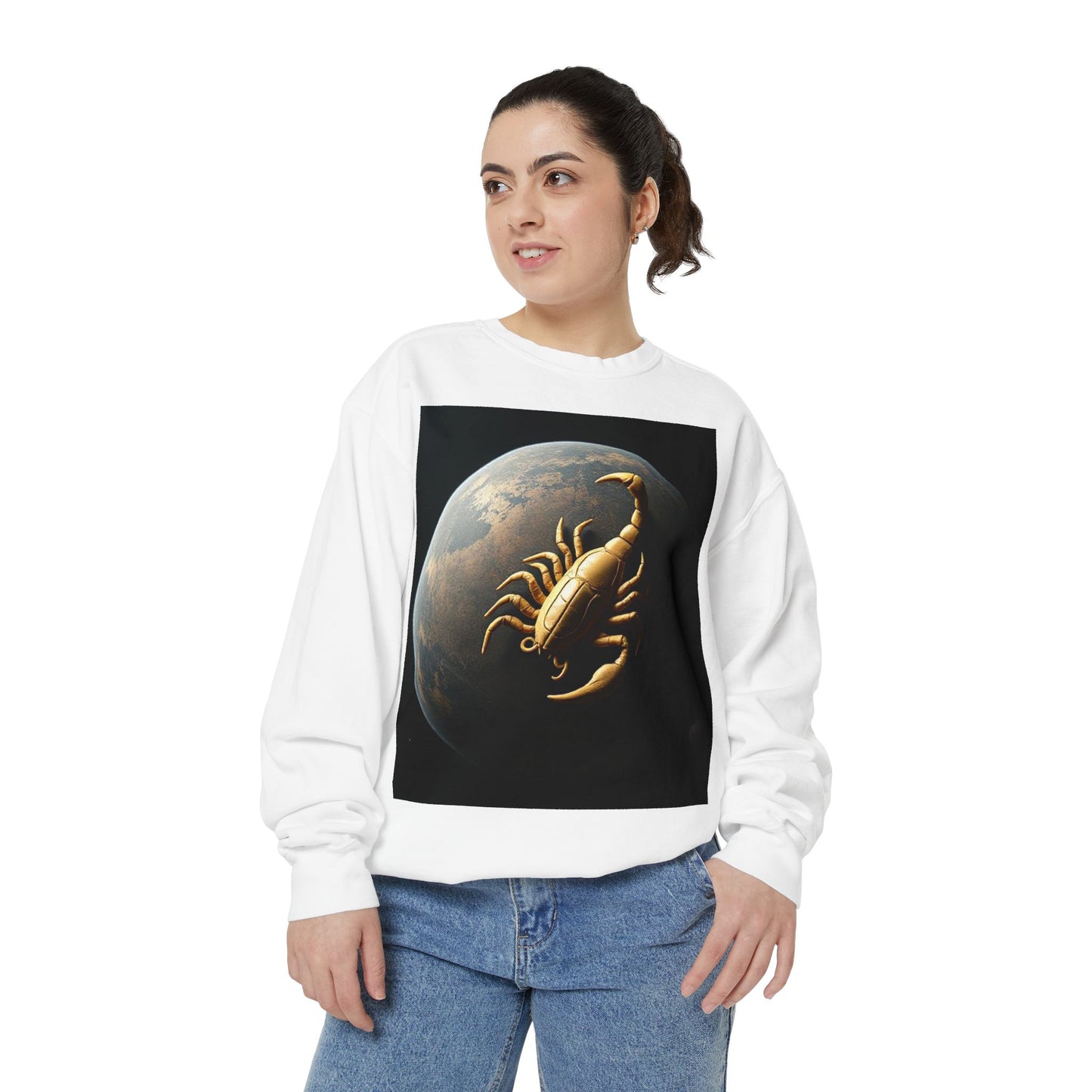Garment-Dyed Sweatshirt, Unisex, Space Animal Design v1, Scorpio