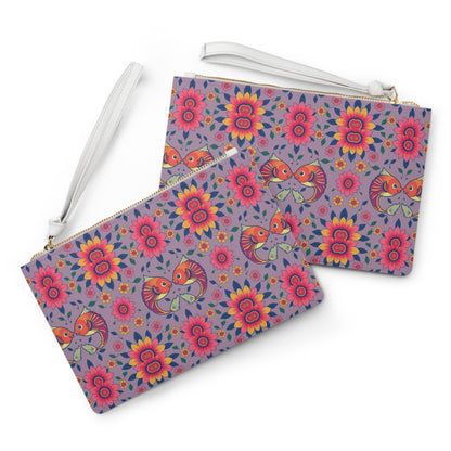 Clutch Bag, Pisces, Zodiac v2, Flower Pattern