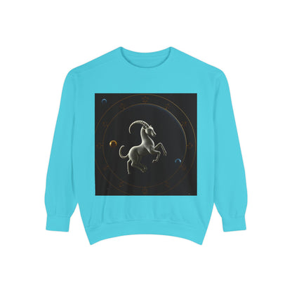 Garment-Dyed Sweatshirt, Unisex, Space Animal Design v1, Capricorn