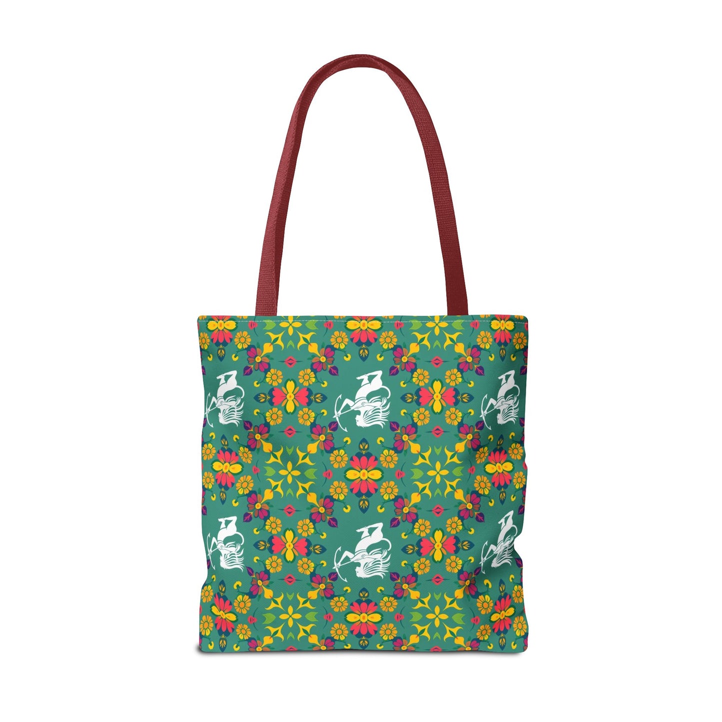 Tote Bag, (AOP), Sagittarius, Zodiac v6, Flower Pattern