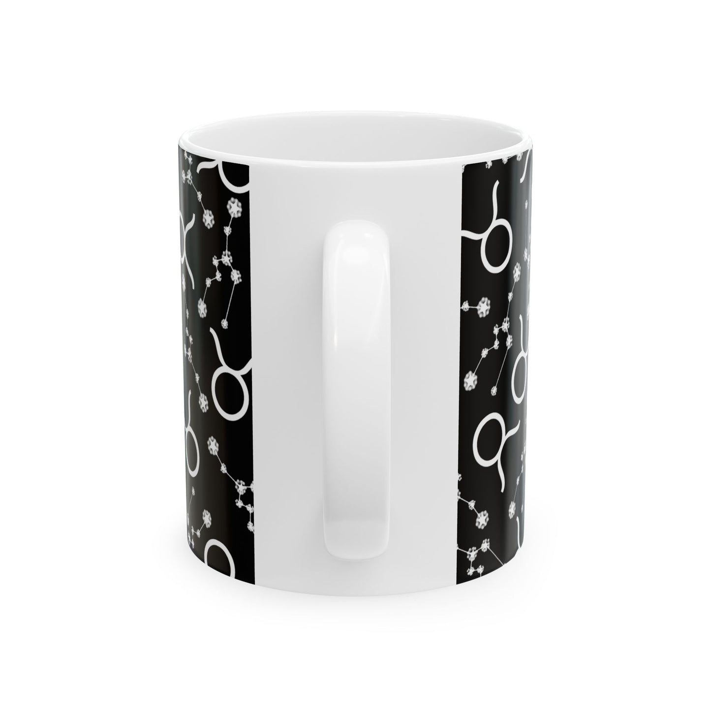 Ceramic Mug, (11oz, 15oz), Ceramic Coffee Mug, Black AOP, Taurus Zodiac Design
