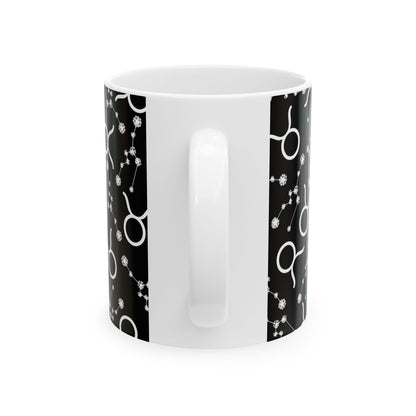 Ceramic Mug, (11oz, 15oz), Ceramic Coffee Mug, Black AOP, Taurus Zodiac Design