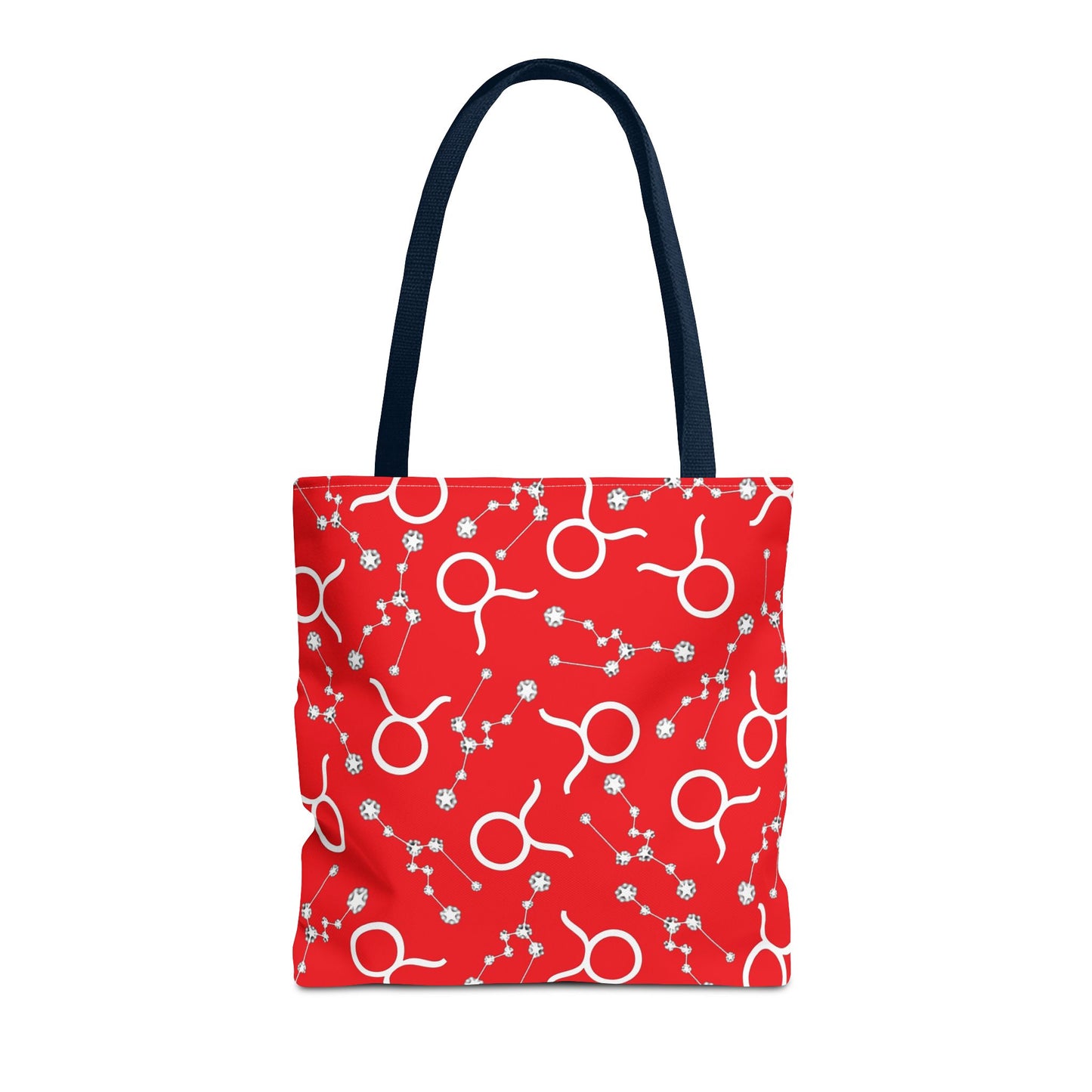 Tote Bag, Taurus Zodiac Sign, AOP, (Red, White)
