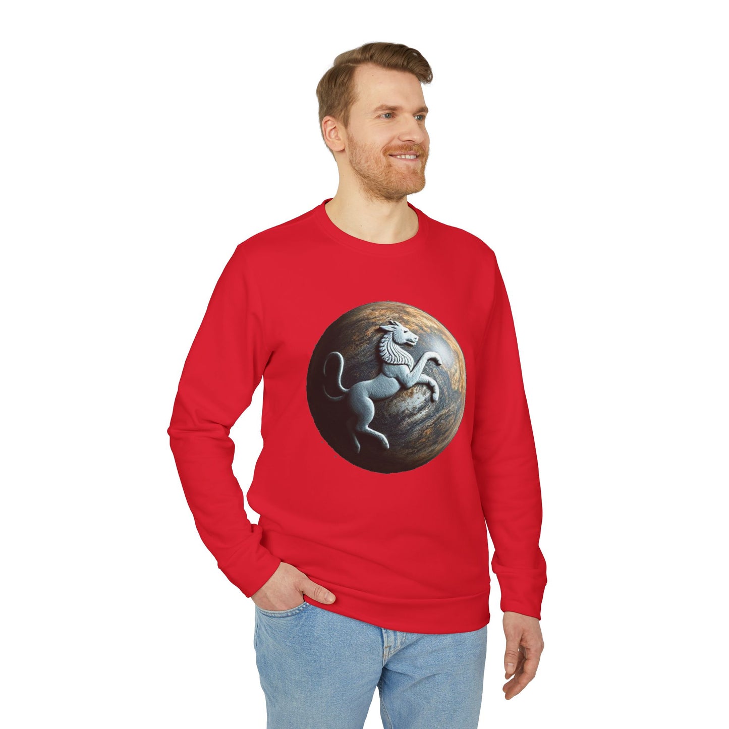 Adidas, Unisex Fleece Crewneck Sweatshirt, Aquarius, Planet Animal, Zodiac