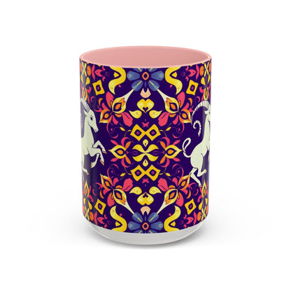 Accent Coffee Mug, Capricorn, Zodiac v1, Flower Pattern, (11, 15oz)