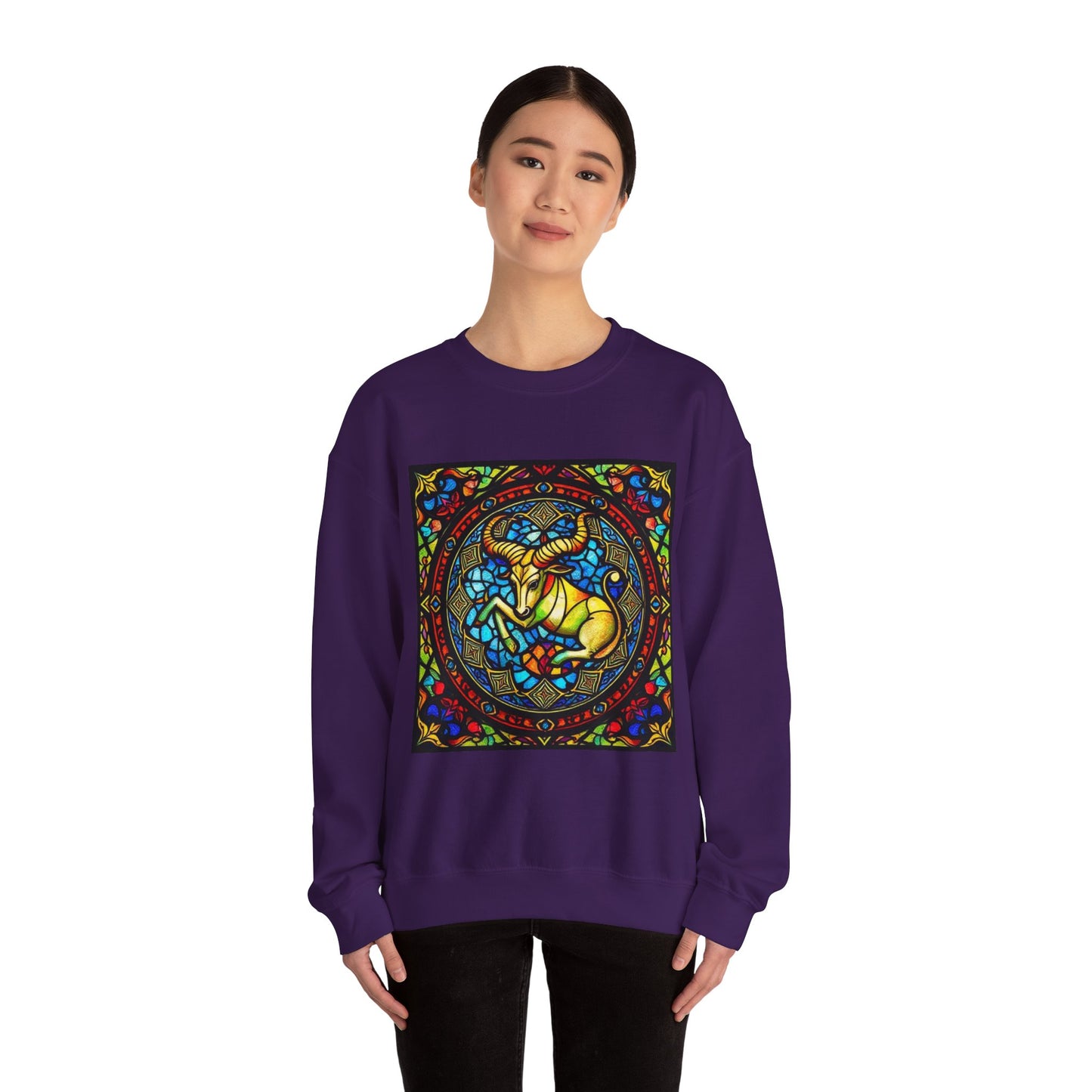 Unisex Heavy Blend™ Crewneck Sweatshirt, Glass, Taurus Zodiac Design