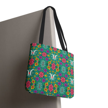 Tote Bag, (AOP), Aquarius, Zodiac v2, Flower Pattern