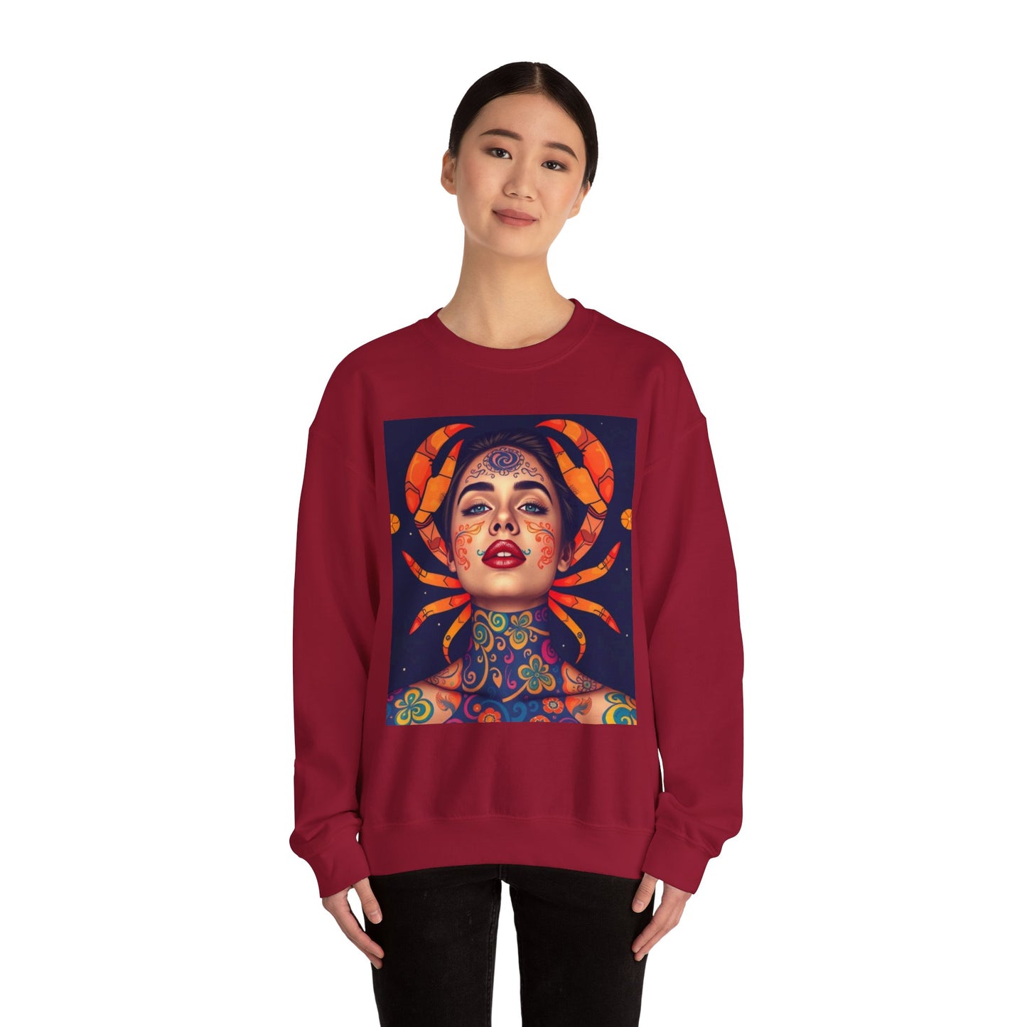 Unisex Heavy Blend™ Crewneck Sweatshirt, Cancer, Zodiac v1, Sexy Pattern
