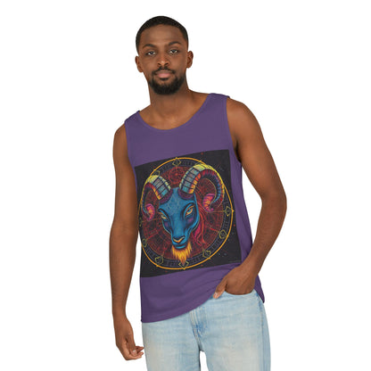 Unisex Garment-Dyed, Tank Top, Aries Design, Pop Art, 100% Ringspun US cotton